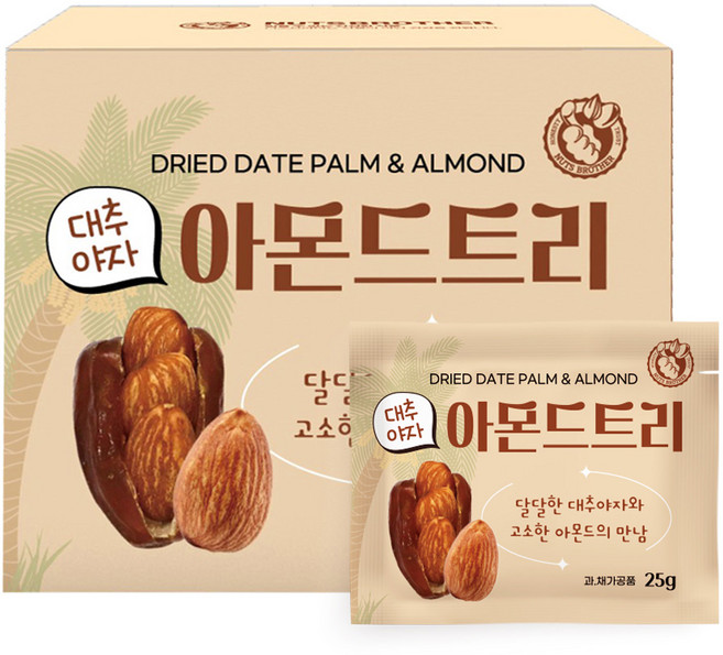 너츠브라더 대추야자 한줌 아몬드트리, 5개, 25g