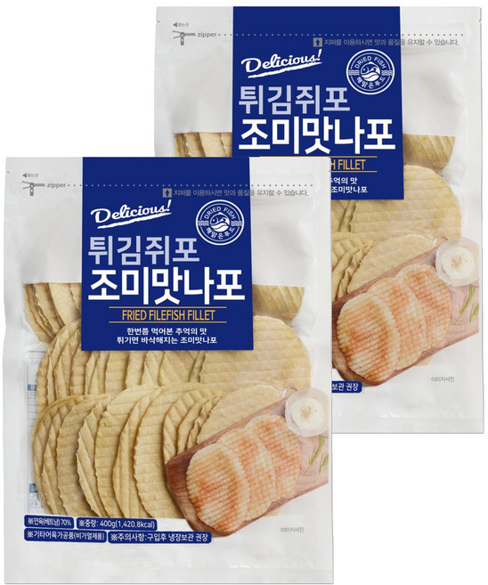 해맑은푸드 맛나포 튀김쥐포, 400g, 2개