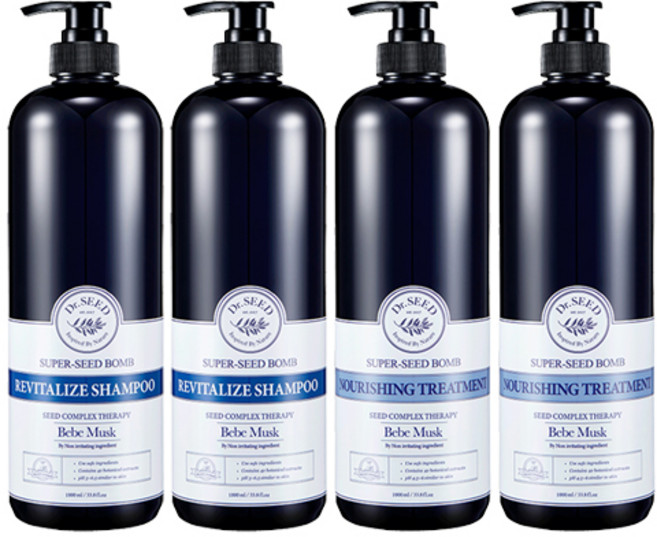 닥터시드 슈퍼시드밤 샴푸 1L + 트리트먼트 1L 베베머스크향, 2세트