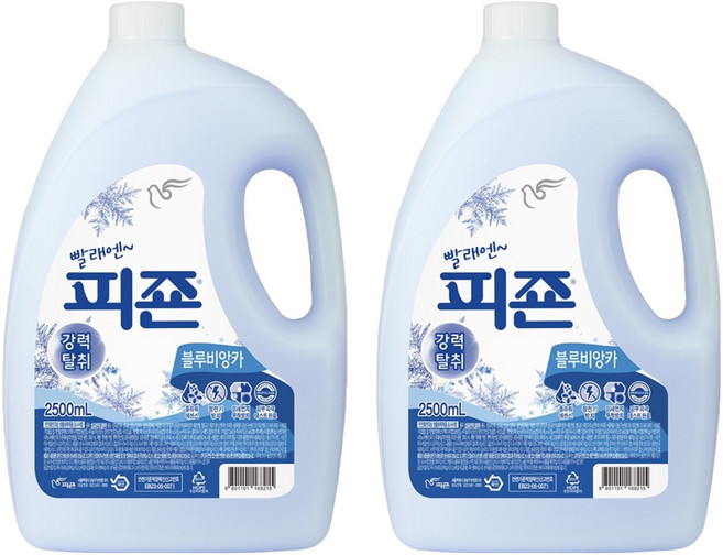 피죤 강력탈취 섬유유연제 블루비앙카 본품, 2.5L, 2개
