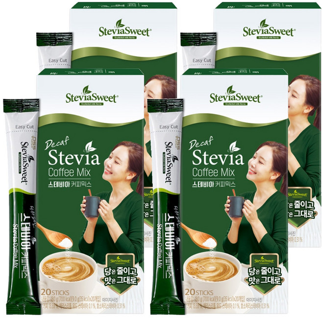 스테비아스위트 펄세스 디카페인 스테비아 커피믹스, 9g, 20개입, 4개