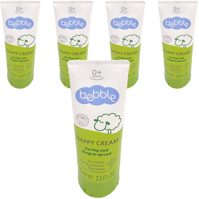 Bebble 貝朵 親膚屁屁膏 75ml 氧化鋅搭配親膚性高的蓖麻籽油與大豆油 不含酒精和人工色素, 5條