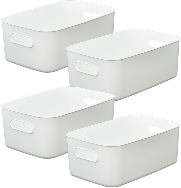 코멧 국내생산 심플한 다용도 바스켓, 화이트, 4개
