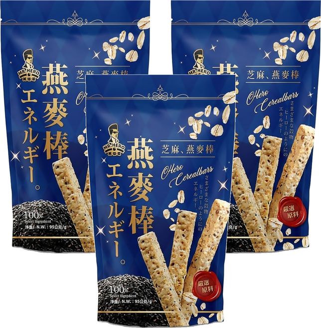 MR.HERO 英雄哥 芝麻燕麥棒 奶素, 95g, 3包