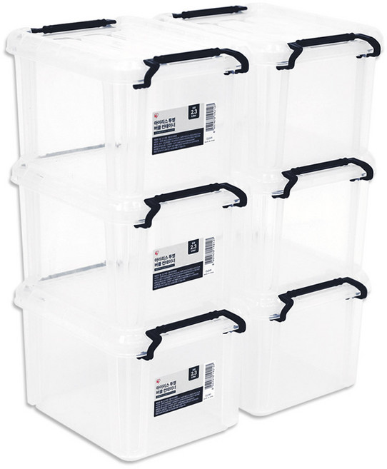 아이리스 하이엔드 버클 리빙박스 BL시리즈, 투명, 2.3L, 6개