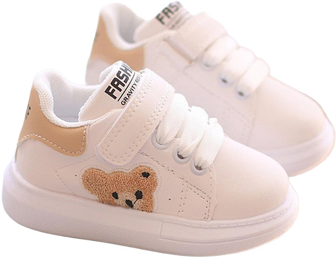 JOYMULTI 童款舒適鞋底毛絨熊白色運動鞋