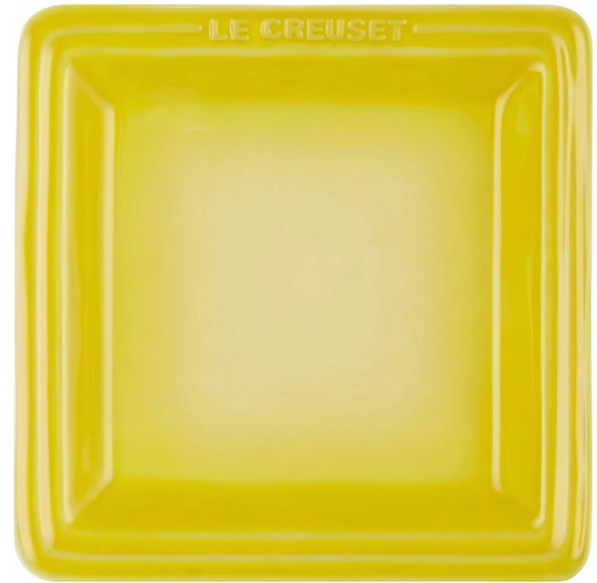 LE CREUSET 瓷器正方盤, 閃亮黃, 1個