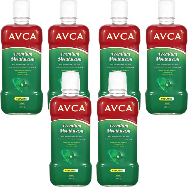 아브카 마일드 대용량 쿨 민트향 구강청결제, 800ml, 6개