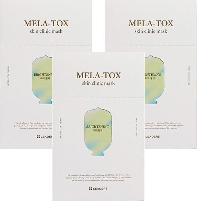 LEADERS 麗得姿 Mela Tox 光澤亮白面膜 25ml x 10片 亮白保濕, 3盒