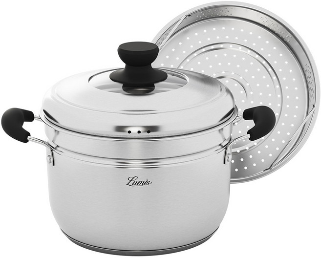 퀸센스 루미스 스테인리스 인덕션 찜냄비 + 분리형 찜판 세트, 28cm, 1세트