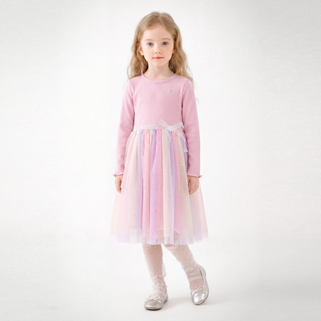 JELISPOON 兒童閃亮極光紗質公主洋裝