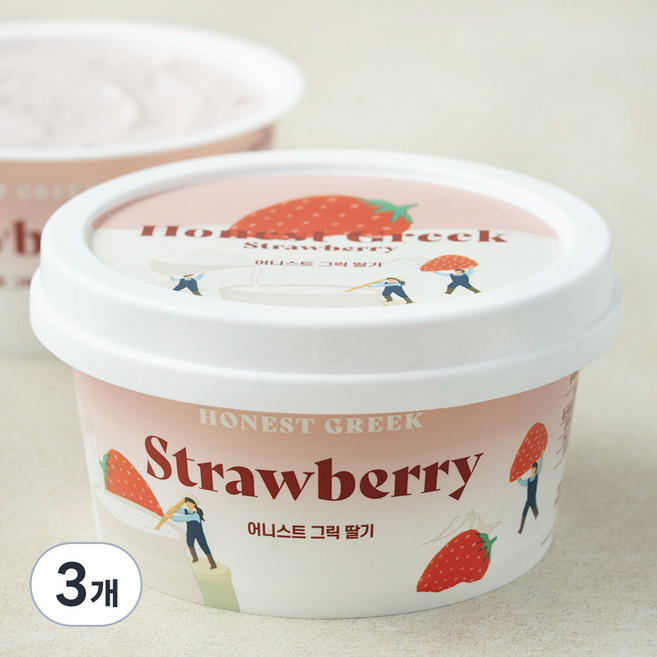 어니스트그릭 딸기, 100g, 3개