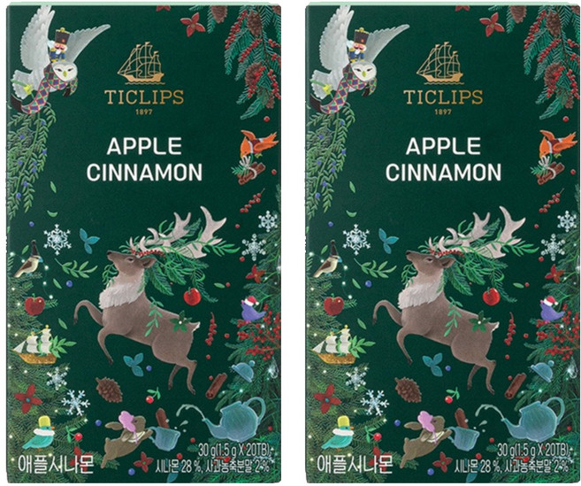 쌍계명차 티클립스 애플 시나몬 티, 20개입, 2개, 1.5g