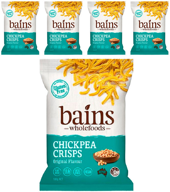 bains wholefoods 鷹嘴豆零食點心麵 原味, 100g, 5包