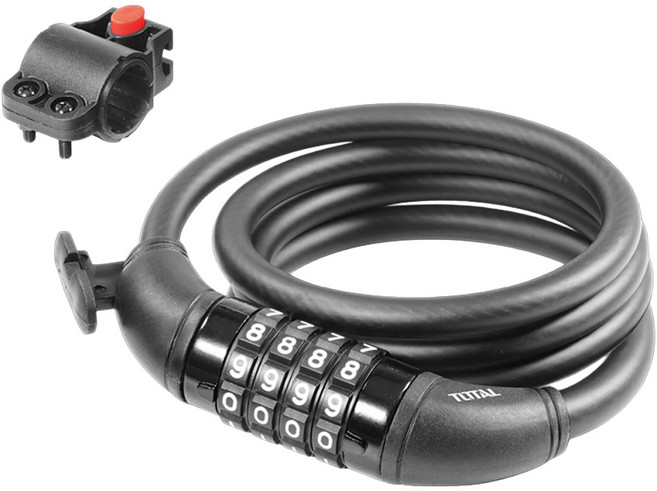 TOTAL 道達爾 自行車密碼鎖, 黑色, 1個