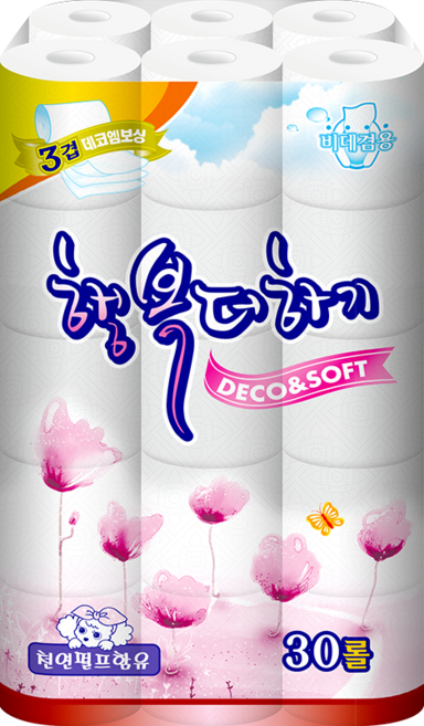 트루마리 행복더하기 30m 3겹데코 화장지, 30롤, 1개