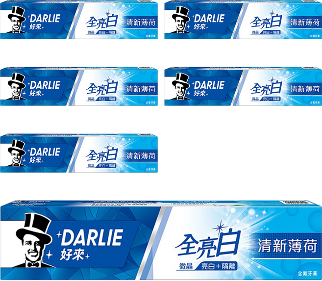 DARLIE 好來 全亮白牙膏 清新薄荷, 140g, 6條