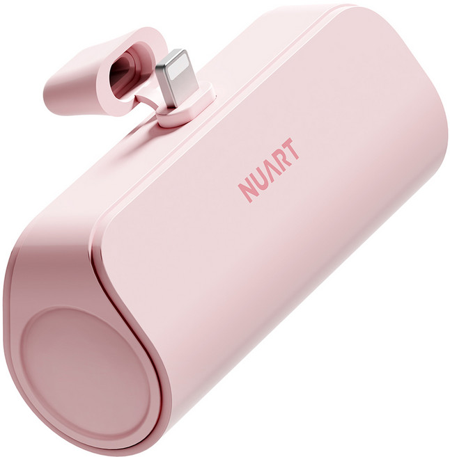 누아트 도킹형 미니 보조배터리 5000mAh, SPE-PA5GPQ8P(애플8핀), 스카이 핑크