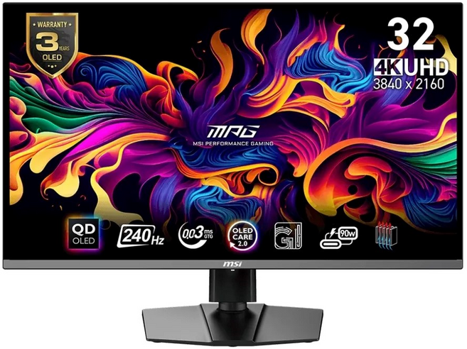 MSI 微星 MPG 321URX QD-OLED 平面電競螢幕(32型/4K/240Hz/0.03ms/QD-OLED/Type-C), 81.28cm