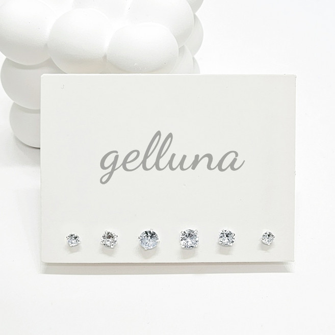 젤루나 기본 심플 라운드 큐빅 귀걸이 6종 세트 2