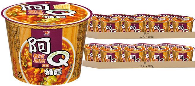 統一 阿Q桶麵 韓式泡菜風味 102g, 24入
