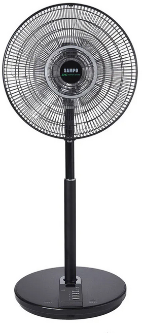 SAMPO 聲寶 7-Blade 微電腦遙控 電風扇 黑色 抑菌 低噪音 1~9H Timer DC Motor 16" SK-FN16UD