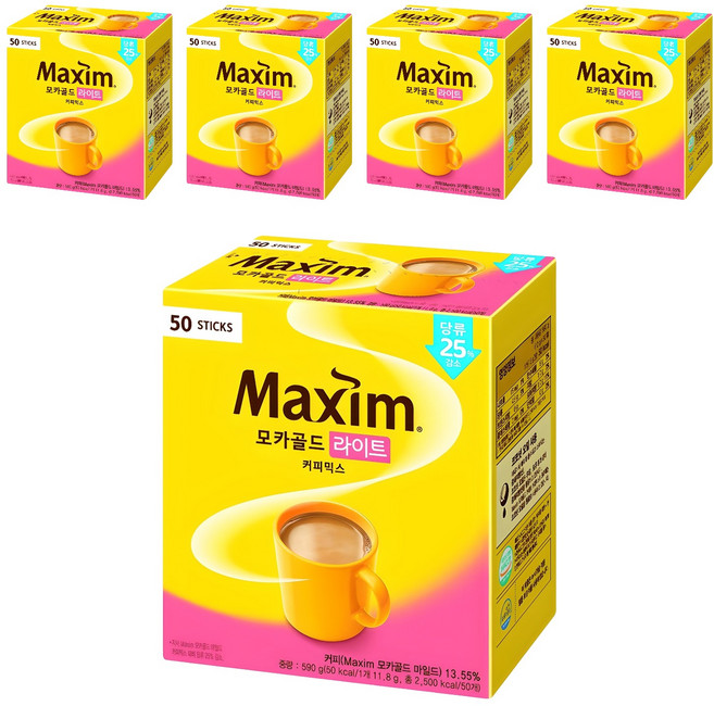 맥심 모카골드 라이트 커피믹스, 11.8g, 50개입, 5개