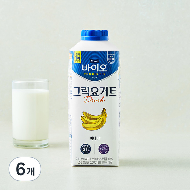 매일바이오 그릭요거트 드링크 바나나, 6개, 1개입, 710ml
