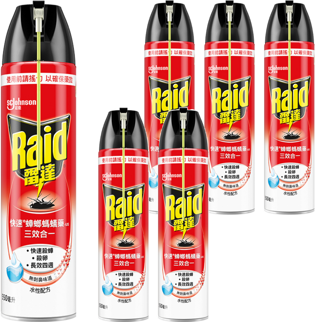 Raid 雷達 快速蟑螂螞蟻藥 無味, 550ml, 6罐