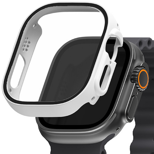 신지모루 9H 풀커버 일체형 SF코팅 강화유리 액정보호 케이스, 화이트, 1개