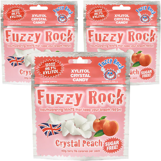 퍼지락 자일리톨 크리스탈 캔디 복숭아향, 40g, 3개