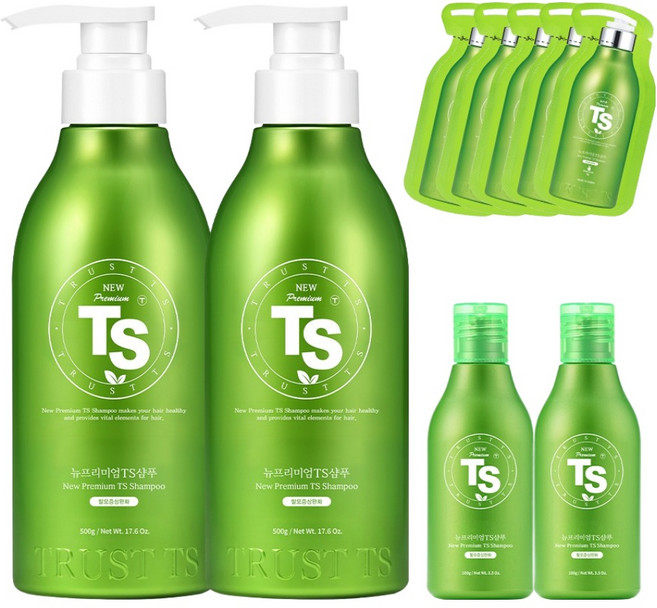 TS 뉴프리미엄 탈모증상완화 샴푸 500g x 2P + 100g x 2P + 6g x 5P 세트, 1개