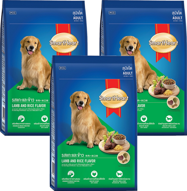 SmartHeart 慧心 成犬配方乾糧, 羊肉 + 米口味, 3kg, 3袋