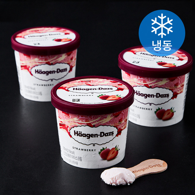 하겐다즈 스트로베리 미니컵 멀티팩 아이스크림 (냉동), 100ml, 3개입, 1개