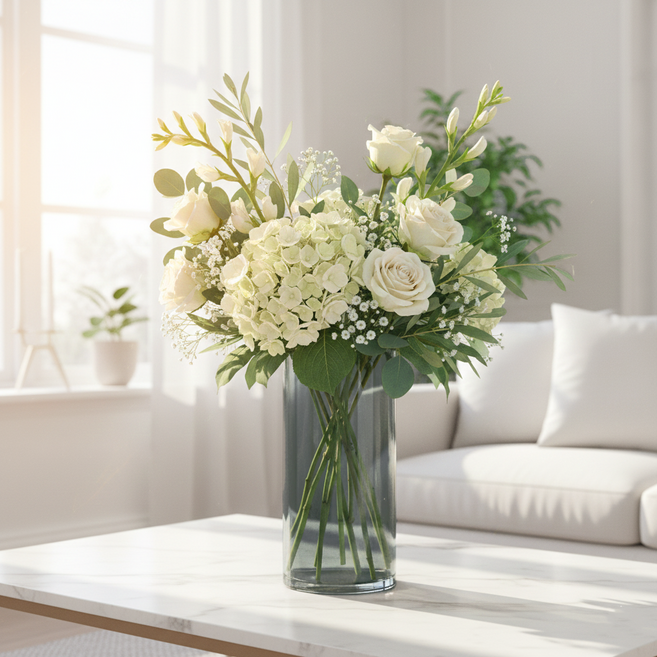 안깨지는 원통형 대형 아크릴 꽃병, 애쉬