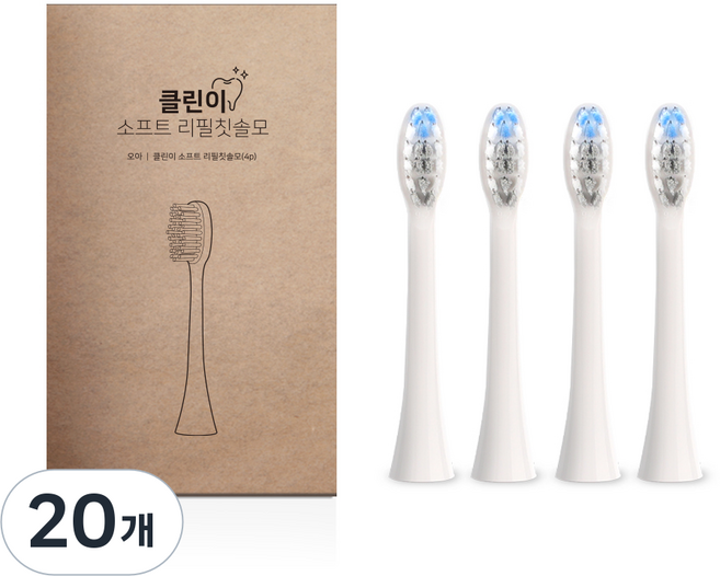 오아 클린이 소프트 시리즈 리필 칫솔모 화이트, VO-ET034, 20개