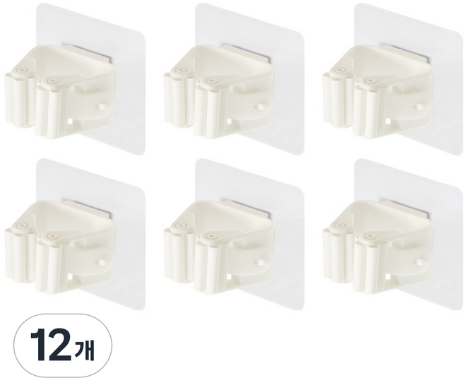 까사마루 다용도 청소도구 후크 홀더, 투명, 12개