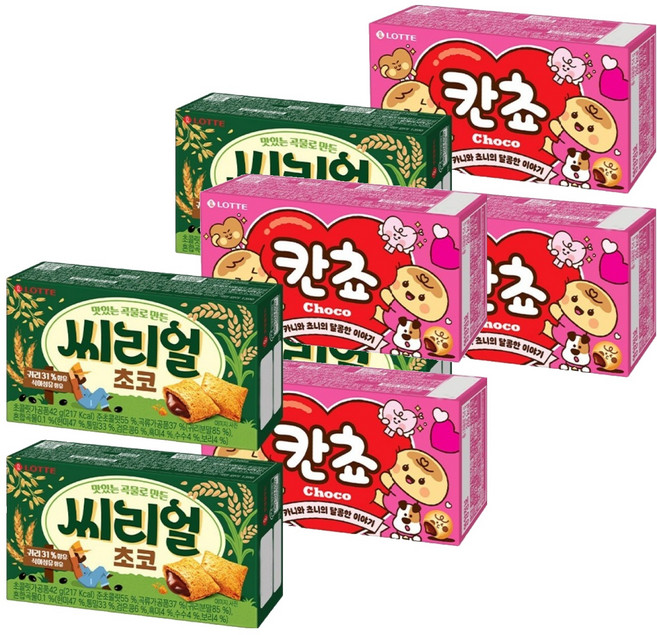 롯데웰푸드 칸쵸 54g x 2p + 씨리얼초코 42g x 2p, 2세트