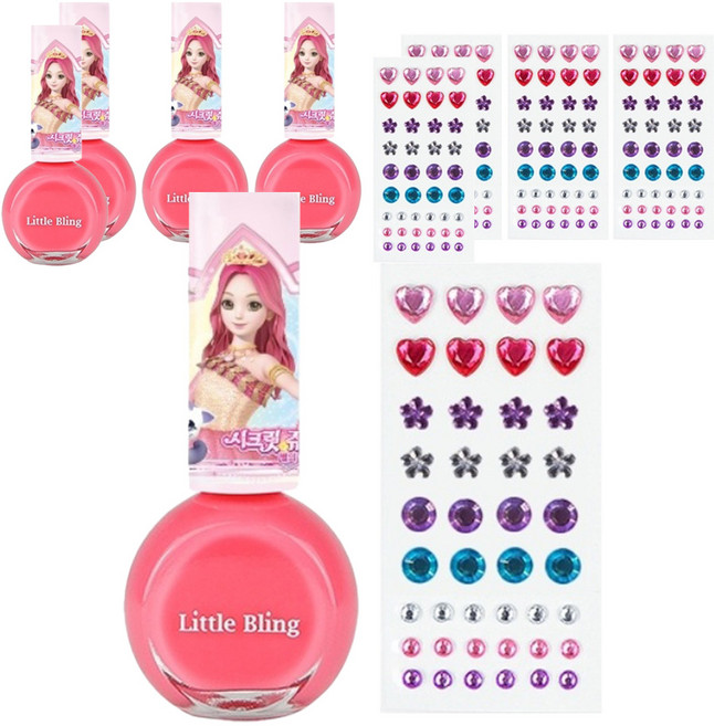 Little Bling Secret Jouju 星女神珠寶美甲套組, 日期粉紅色, 5組