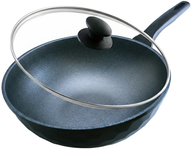 KOREA KING IH蜂巢鈦金花崗岩不沾炒鍋 含蓋, 30cm, 1盒