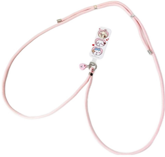 Chiikawa 吉伊卡哇 手機掛繩及掛片 掛繩全長約145公分, 情人節 粉色, 1組