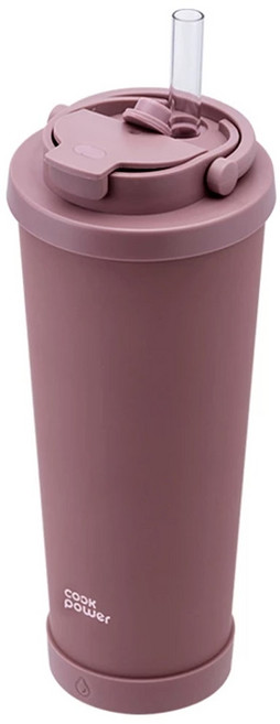 cook power 鍋寶 真空陶瓷雙飲杯 附Tritan吸管 + 吸管刷 860ml, 粉紅, 1個