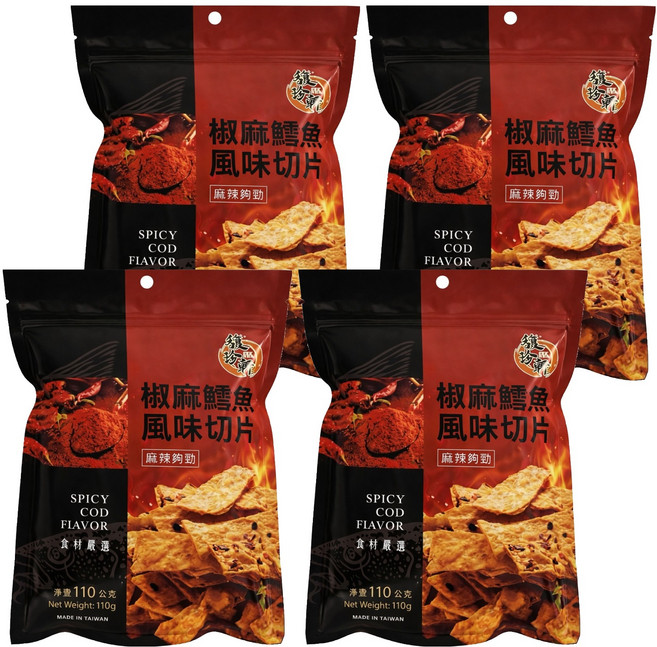 馥珍軒 椒麻鱈魚風味切片, 110g, 4包