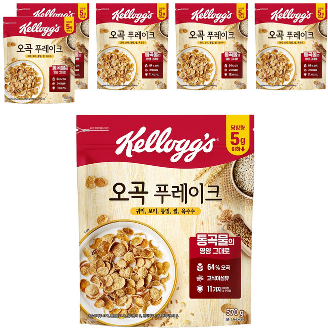 켈로그 오곡 푸레이크 시리얼, 570g, 6개