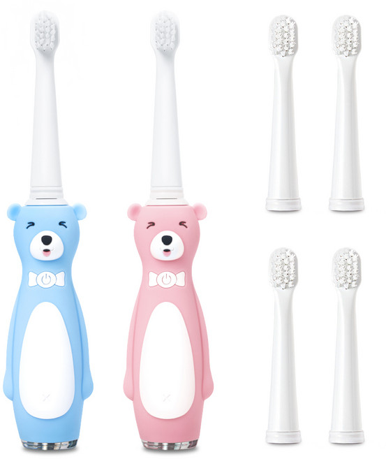 오아 클린이베어 어린이 음파 무선 전동칫솔 세트, OOT-007, 블루 + 핑크, 1세트