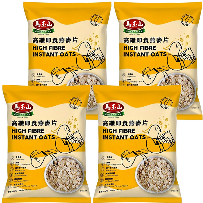 馬玉山 高纖即食燕麥片, 500g, 4包