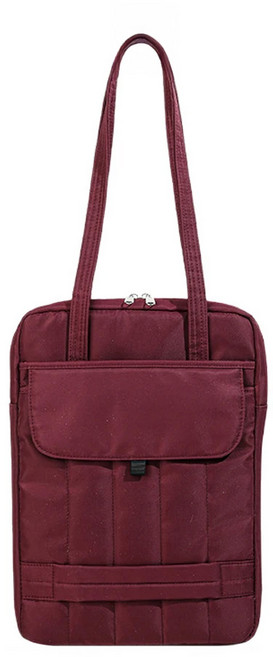 OMG 防潑水豎款多功能托特電腦包, 酒紅色, 1個