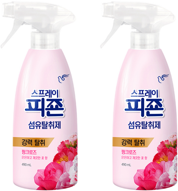 피죤 스프레이 섬유탈취제 핑크로즈 본품, 490ml, 2개
