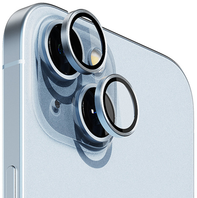 빅쏘 빛번짐 방지 부착가이드 아이폰 후면 카메라 렌즈 링 강화유리 휴대폰 보호필름 블루, 1세트