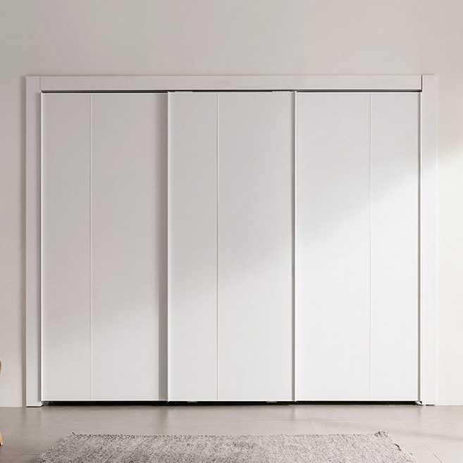 삼익가구 타임 스톤 슬라이딩 붙박이장 11자 방문설치, 스톤화이트